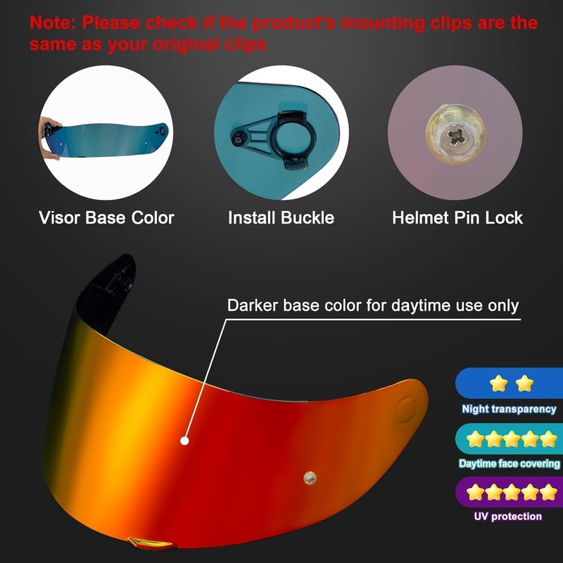 psler k1s Visor - k1 Helmet Visor k3sv Tinted Visor k5 Face Shield Replacement for k1 k1s k3sv k5,Deep Red - Image 4